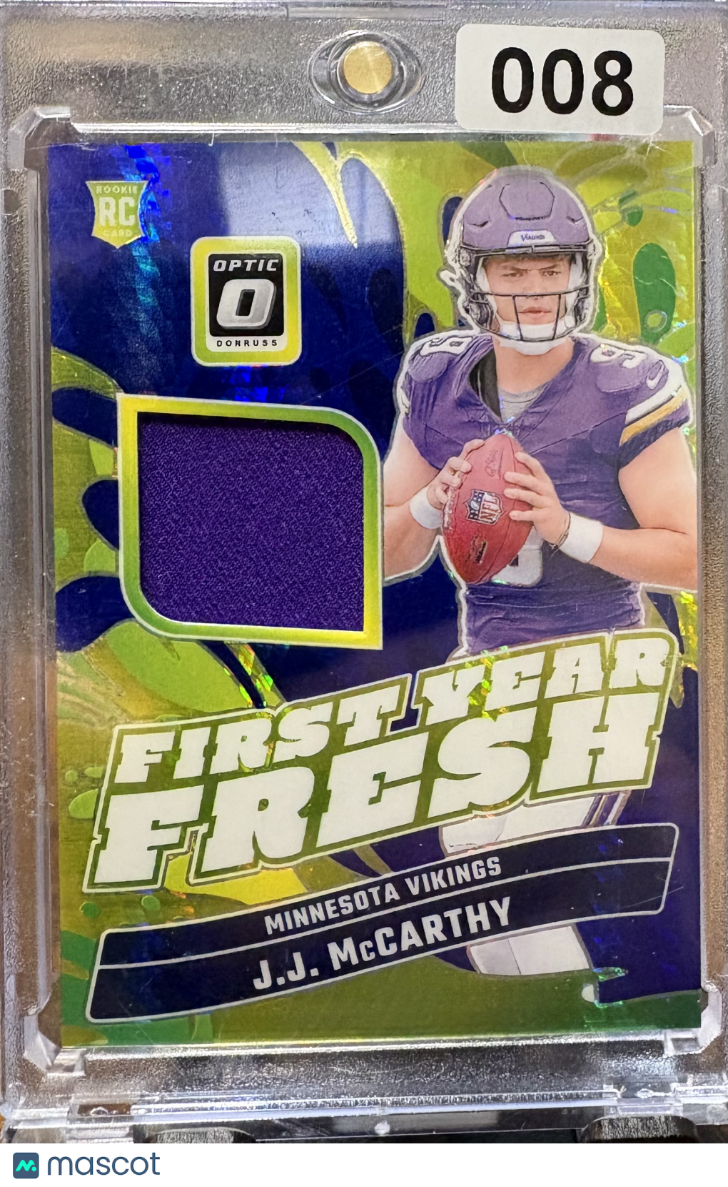 2024 Panini Donruss Optic J.J. McCarthy #FYF-JMY Patch RC Patch