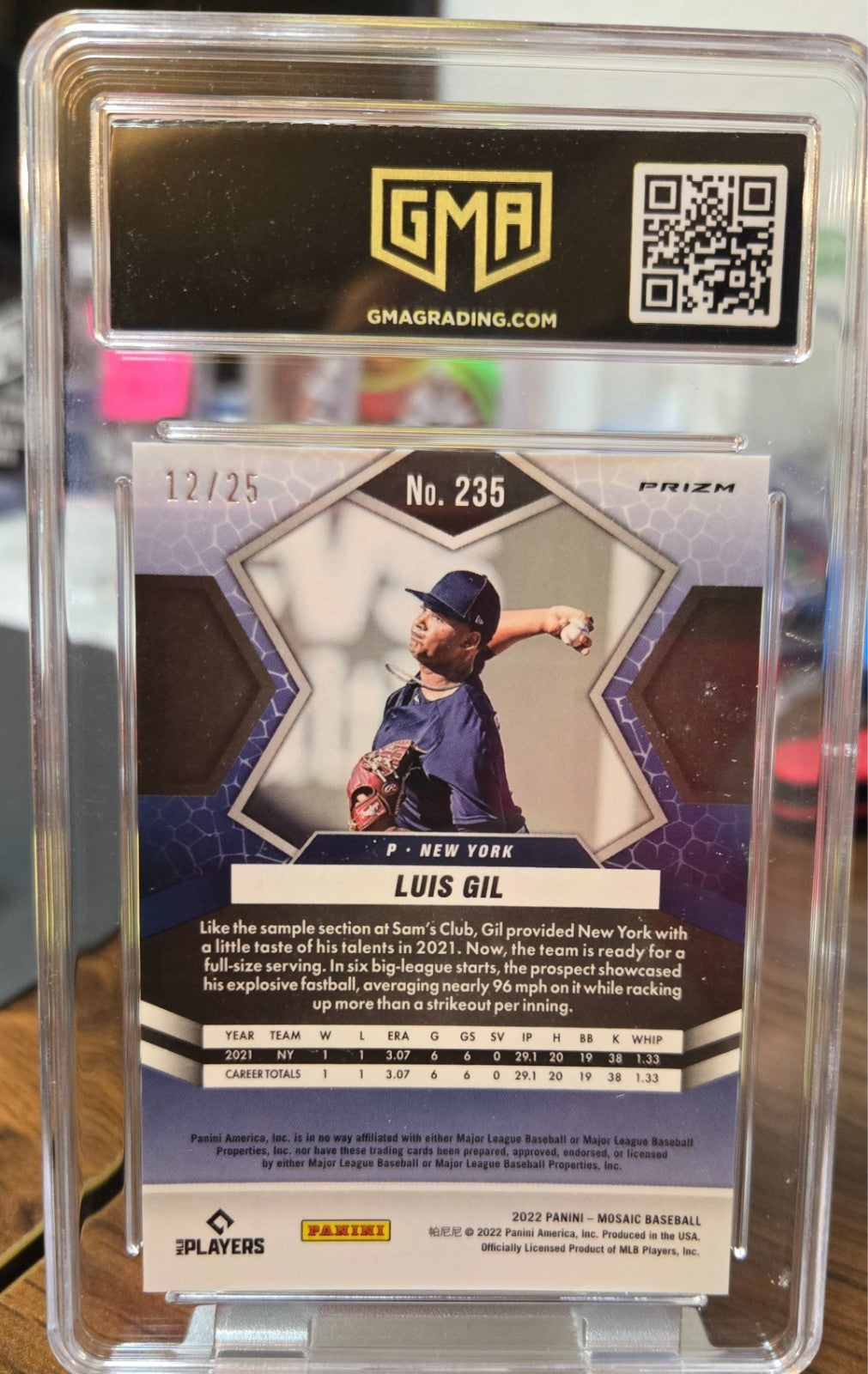 2022 Panini Mosaic Reactive Orange #235 Luis Gil 12/25 GMA MINT 9 LOW LOW POP