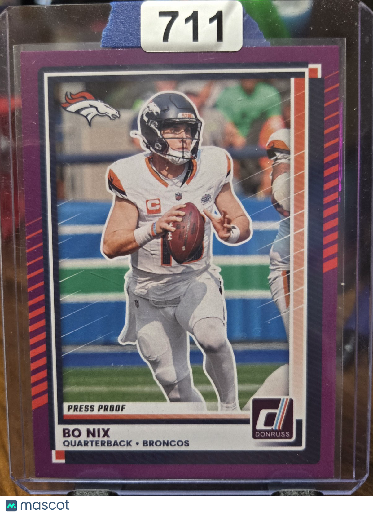 2025 Donruss Press Proof Bo Nix #39 Purple Press Proof