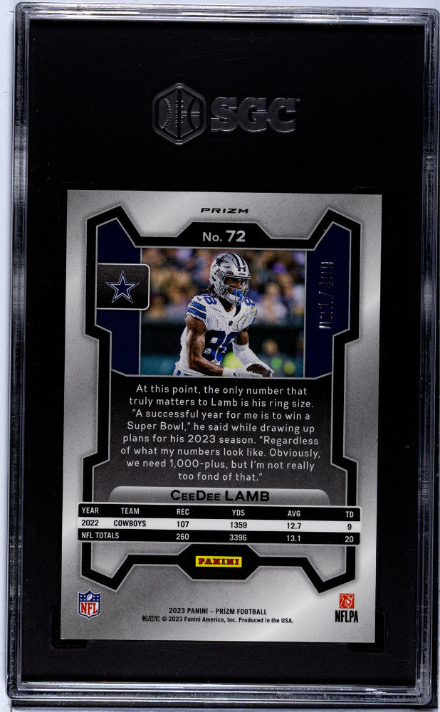 2023 Panini Prizm Ceedee Lamb #72 Pandora SGC 8.5