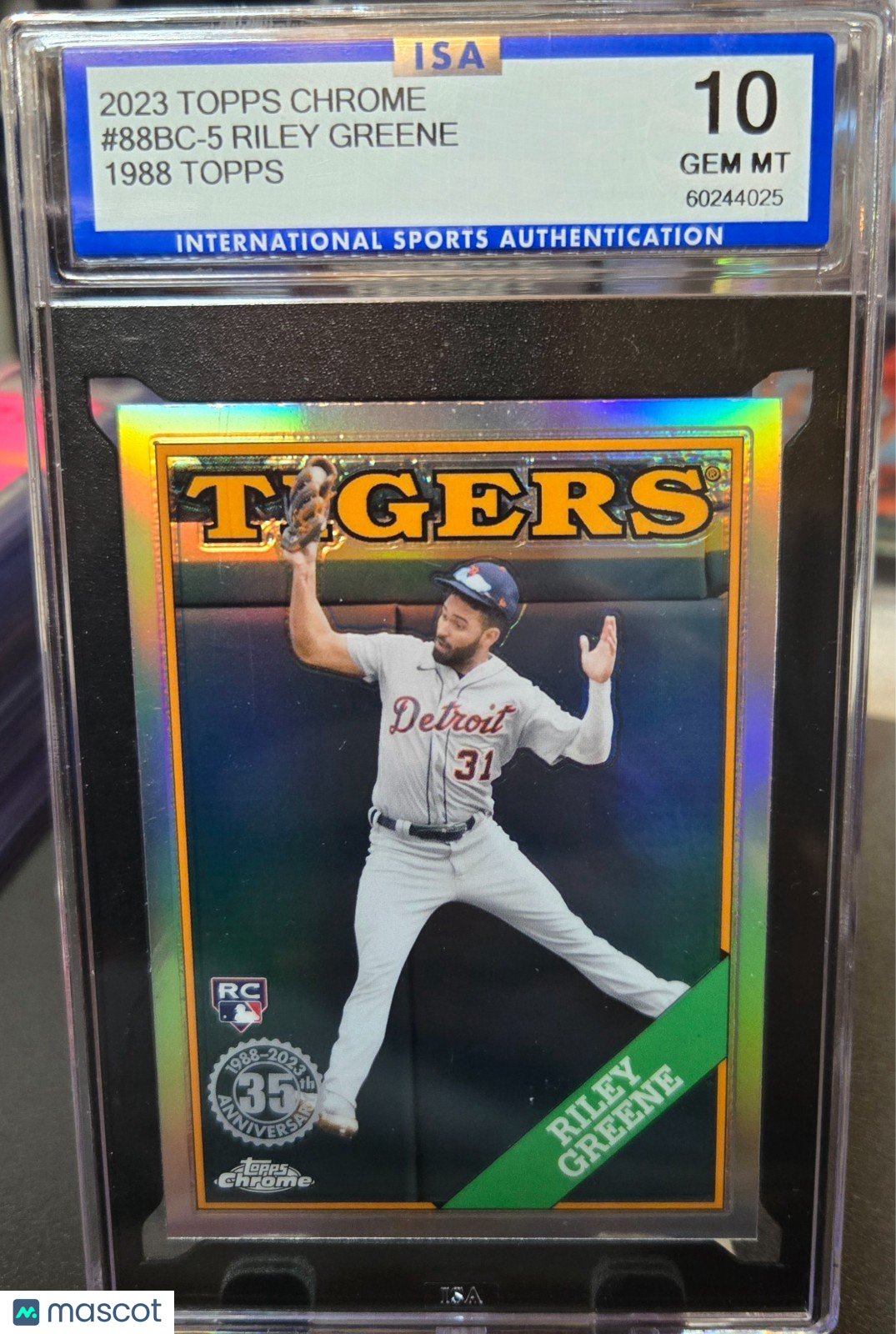 2023 Topps Chrome #88BC-5 Riley Greene 1988 Topps 35th Ann. Rookie GEM MINT 10