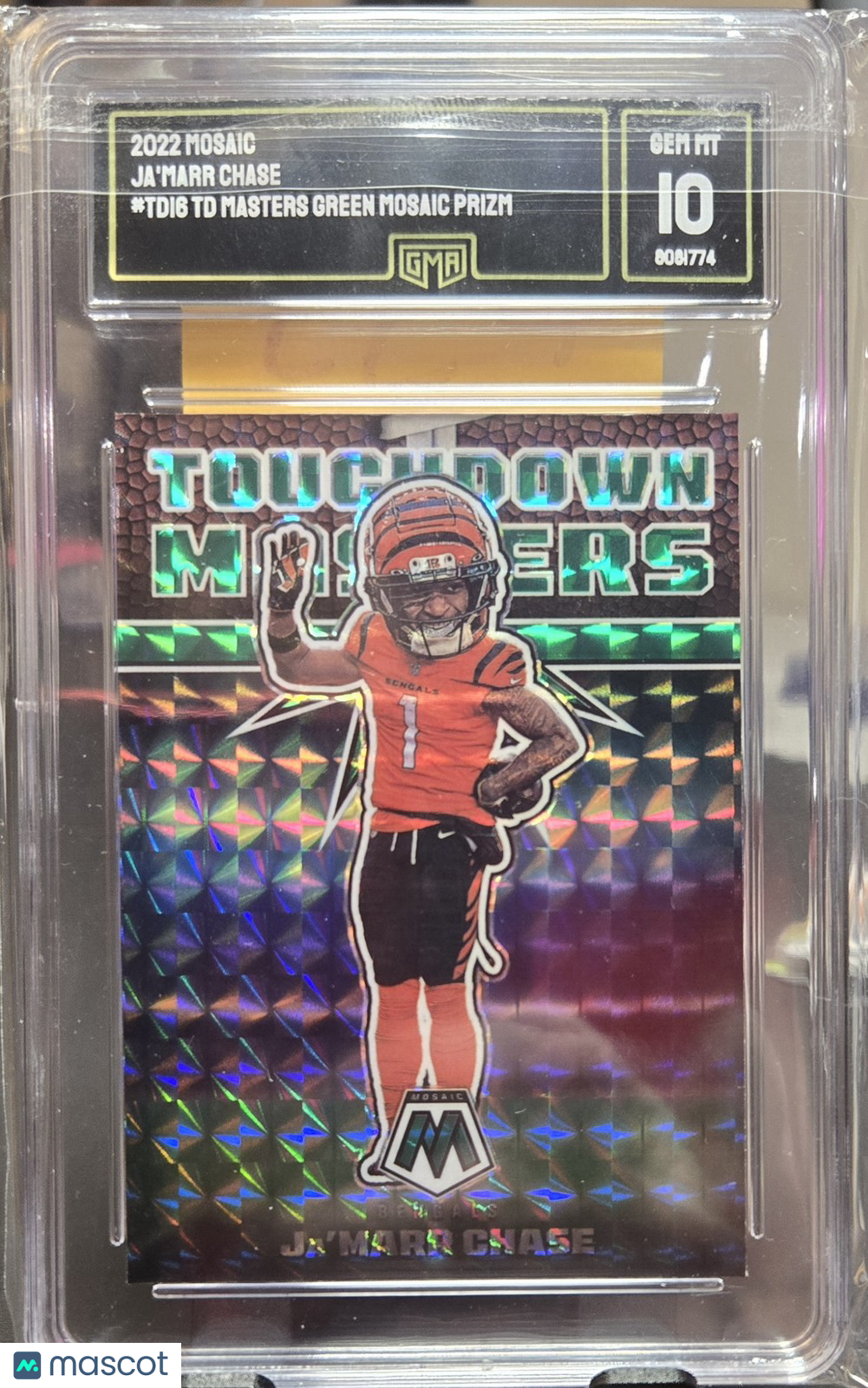 2022 Mosaic Ja'Marr Chase #TD-16 TD Masters Green Mosaic GMA GEM MINT 10