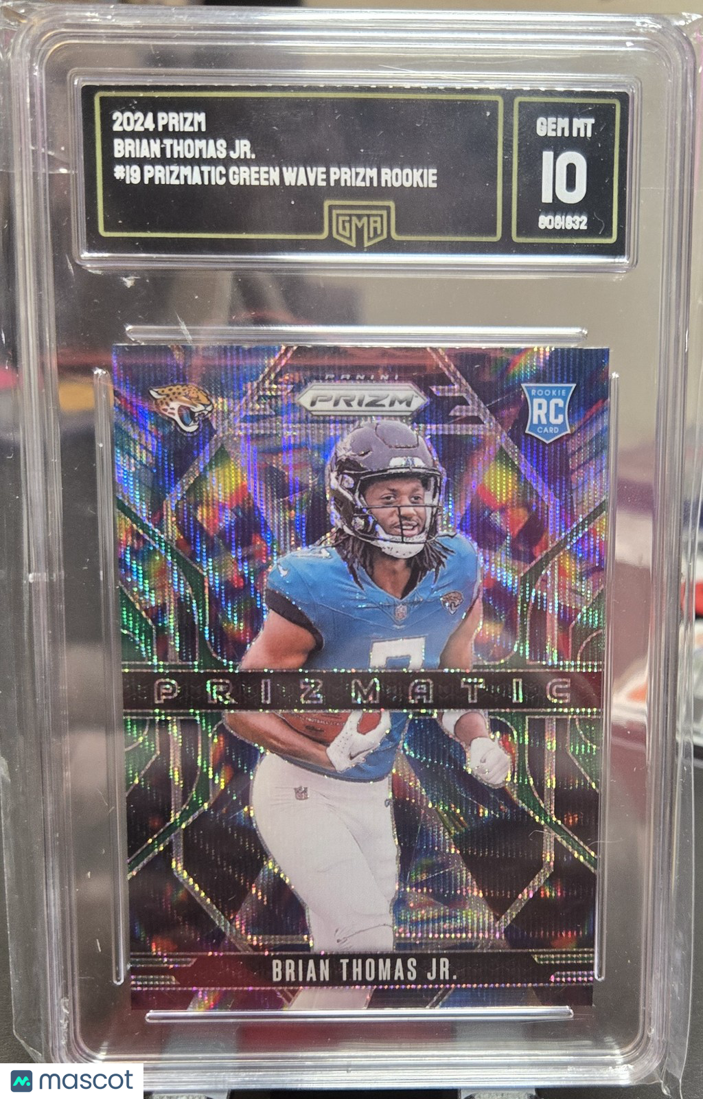 2024 Prizm Brian Thomas Jr. #19 Prizmatic Green Wave GMA GEM MINT 10