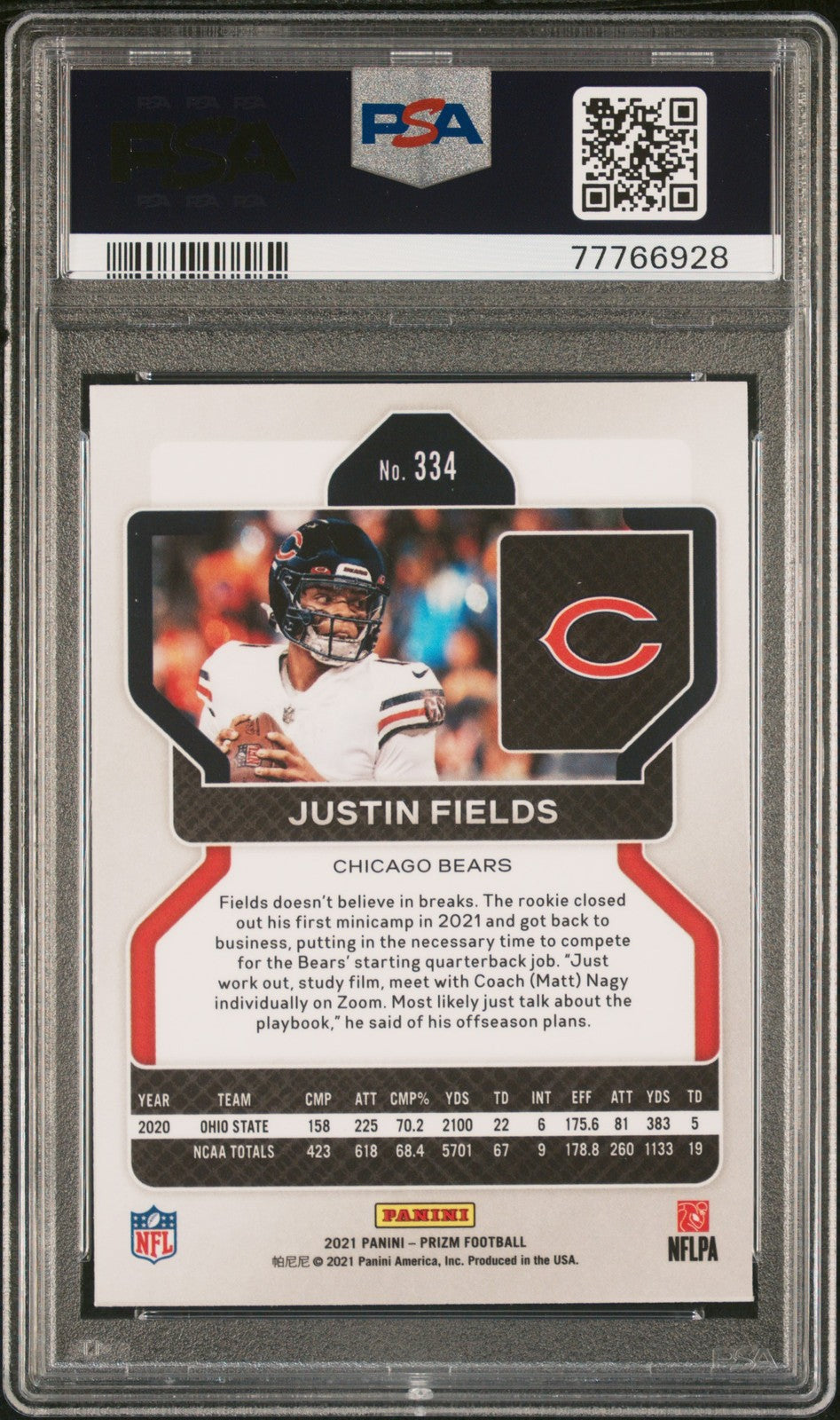 2021 Panini Prizm Justin Fields #334 PSA 9