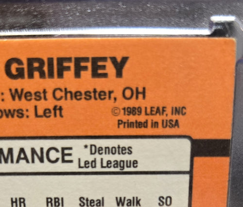 1990 Donruss Ken Griffey #469 ERROR CARD