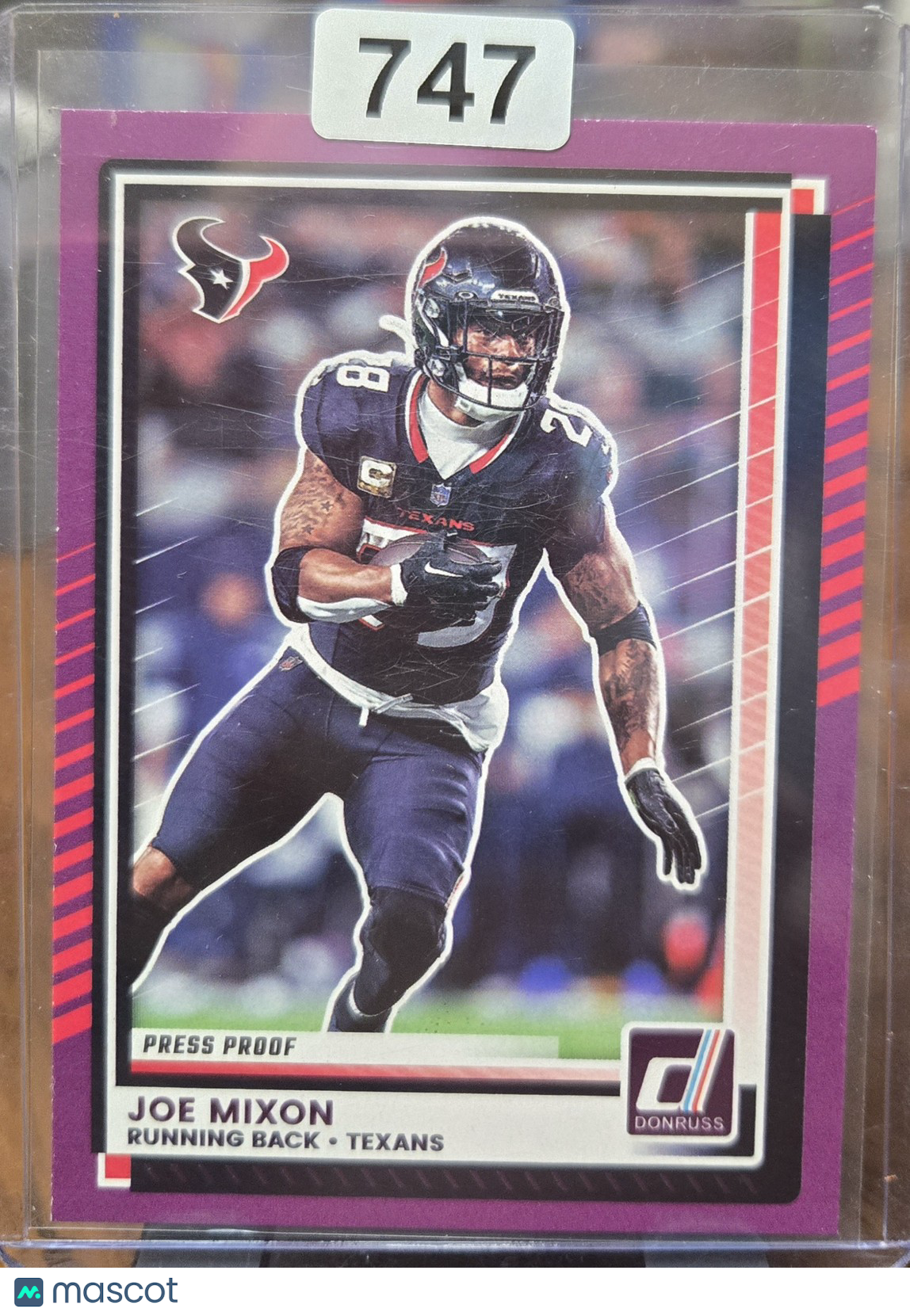 2025 Donruss Press Proof Joe Mixon #184 Purple Press Proof