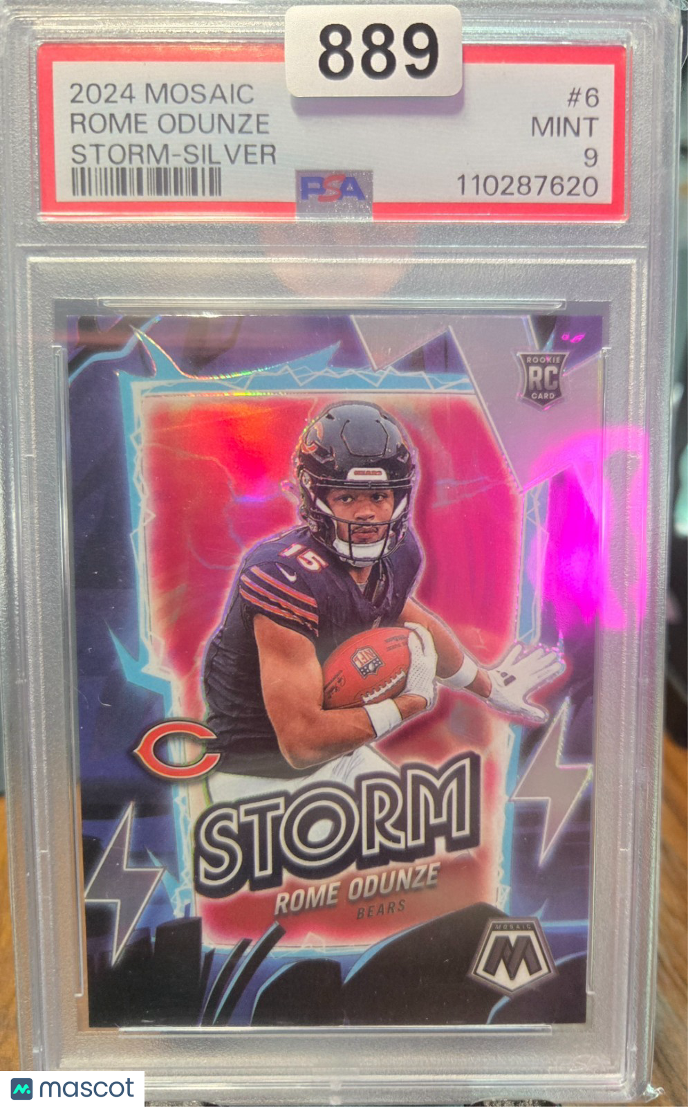 2024 Panini Mosaic - Storm Rome Odunze #6 Silver Prizm (RC) PSA 9