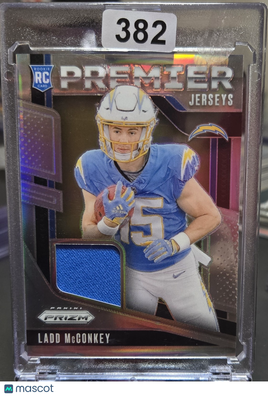 2024 Panini Prizm Premier Jerseys Ladd McConkey #PJ-LMY Jersey Patch RC