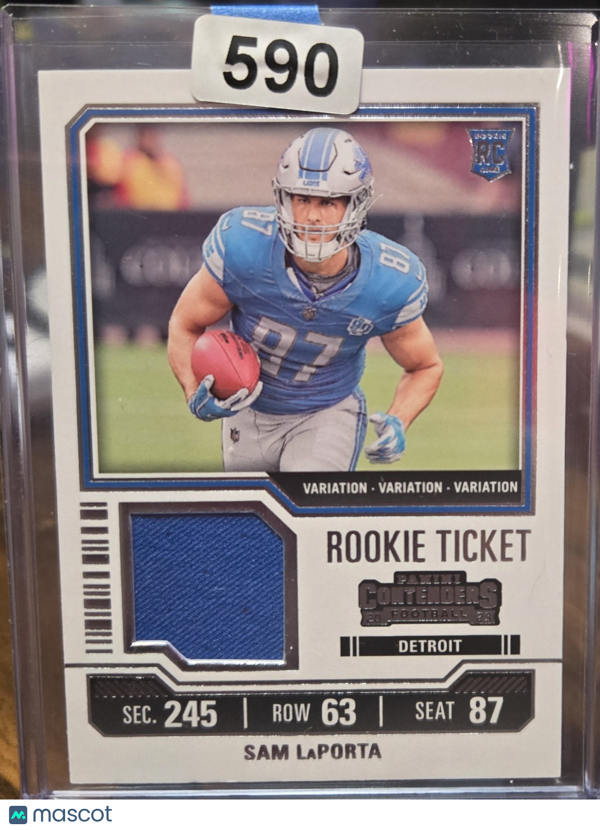 2023 Panini Contenders Rookie Ticket Sam LaPorta #TS30V Variation RC Patch