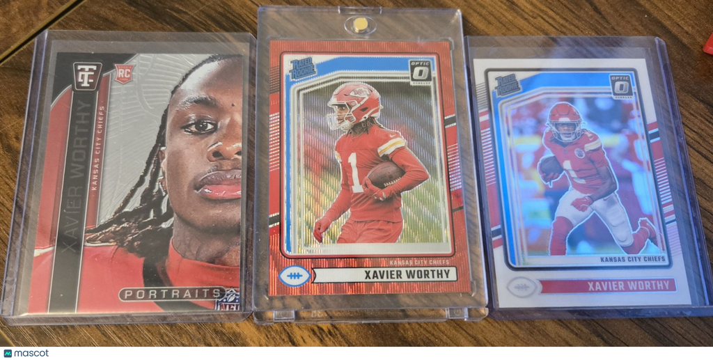 SET of Xavier Worthy Cards 2024 Panini (3)RC