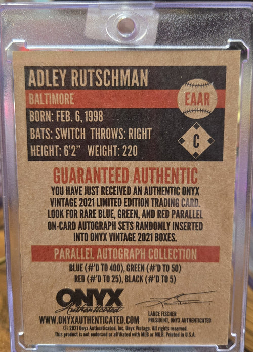 2021 Onyx Vintage Extended Adley Rutschman #EAAR Red Signature /25