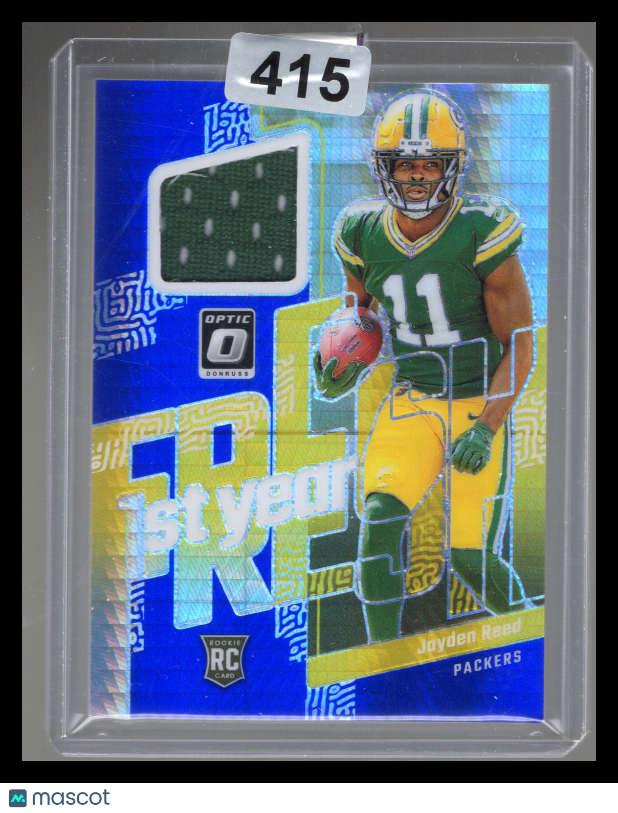 2023 Donruss Optic Jayden Reed #FYF-JR Blue Mojo Jersey Patch RC