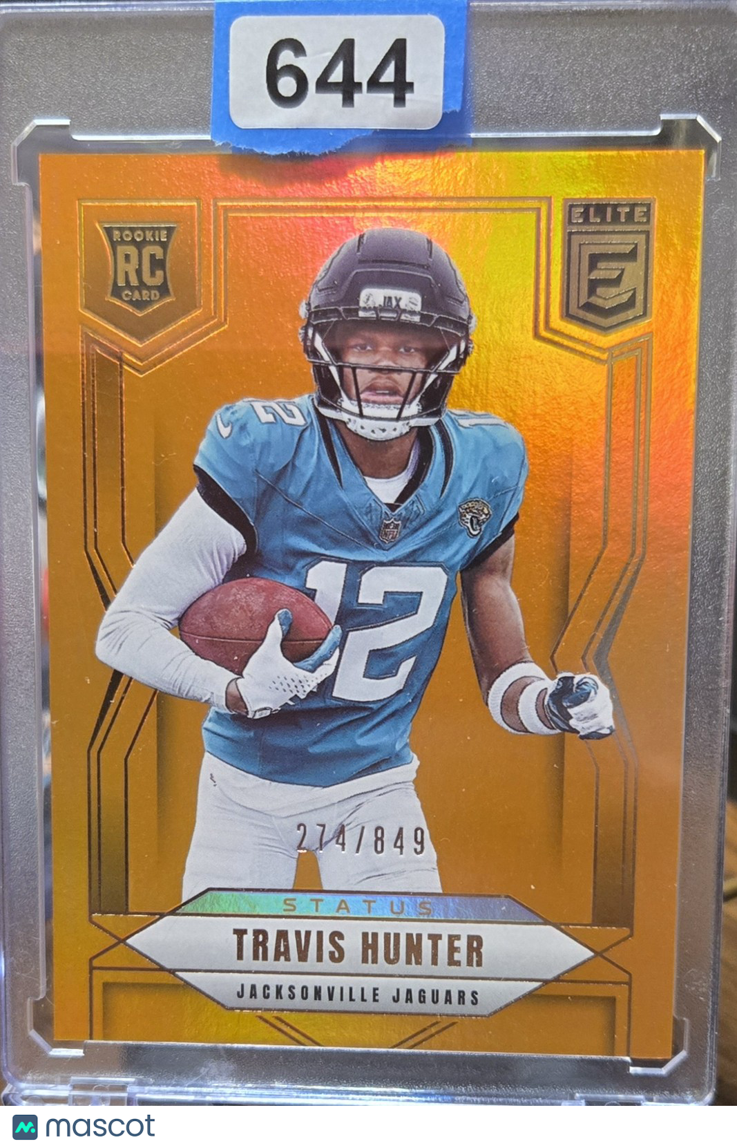 2025 Panini Donruss Elite Travis Hunter #114 Status Metallic Orange 274/849 RC