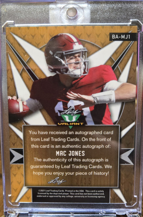 2021 Leaf Valiant Mac Jones #BA-MJ1 3/35 RC