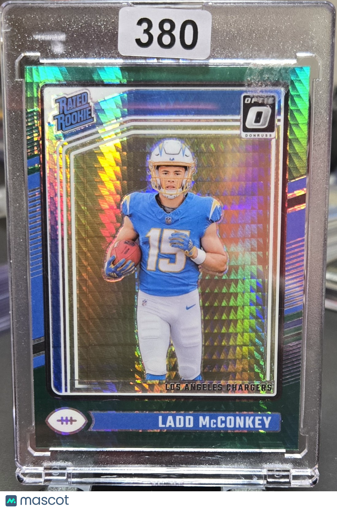 2024 Donruss Optic Rated Rookie Ladd McConkey #266 Holo Green Wave