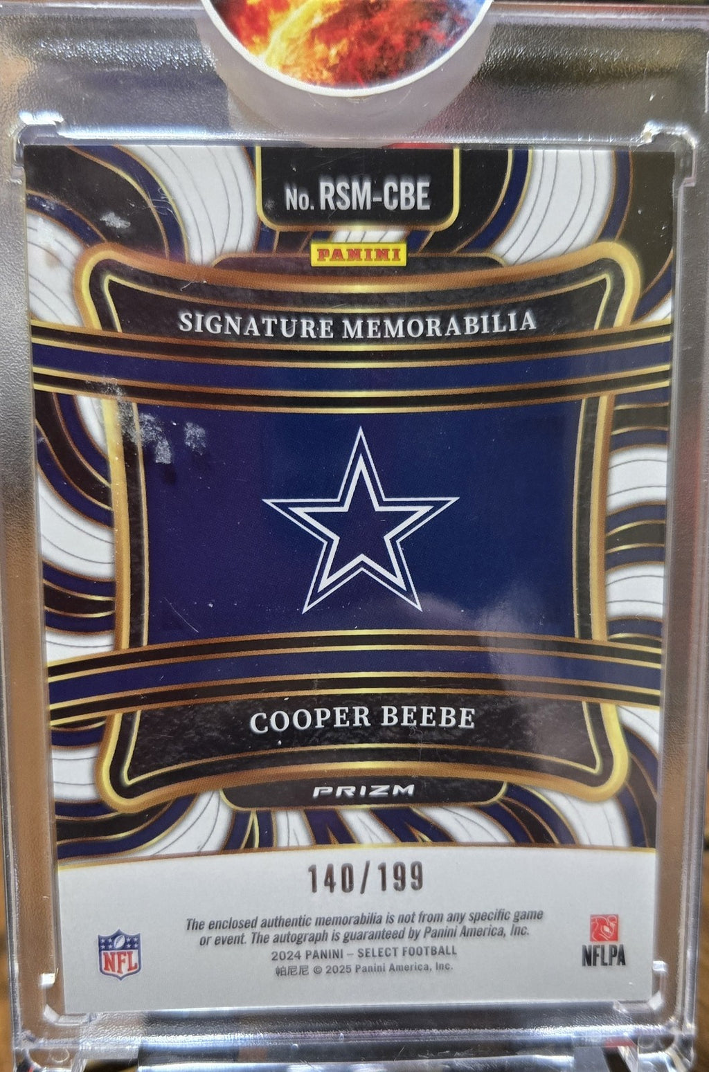 2024 Panini Select Cooper Beebe #RSM-CBE Signature Memoriblia 140/199 RC Patch