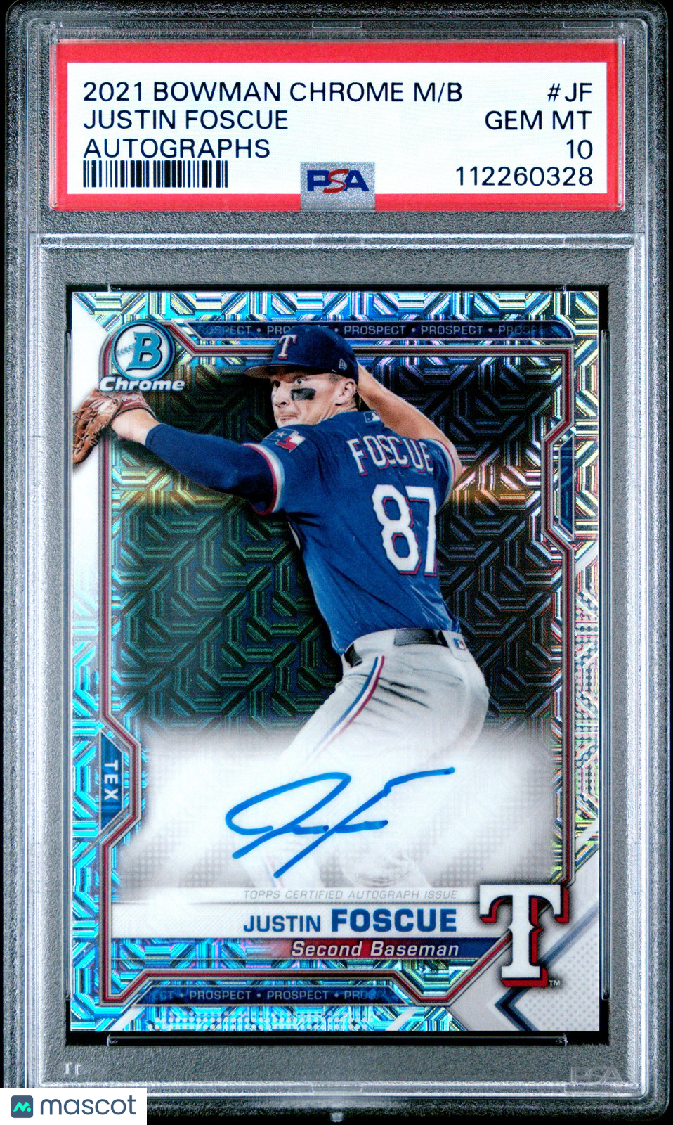 2021 Bowman Chrome Mega Box Autographs Justin Foscue #BCMA-JF PSA 10