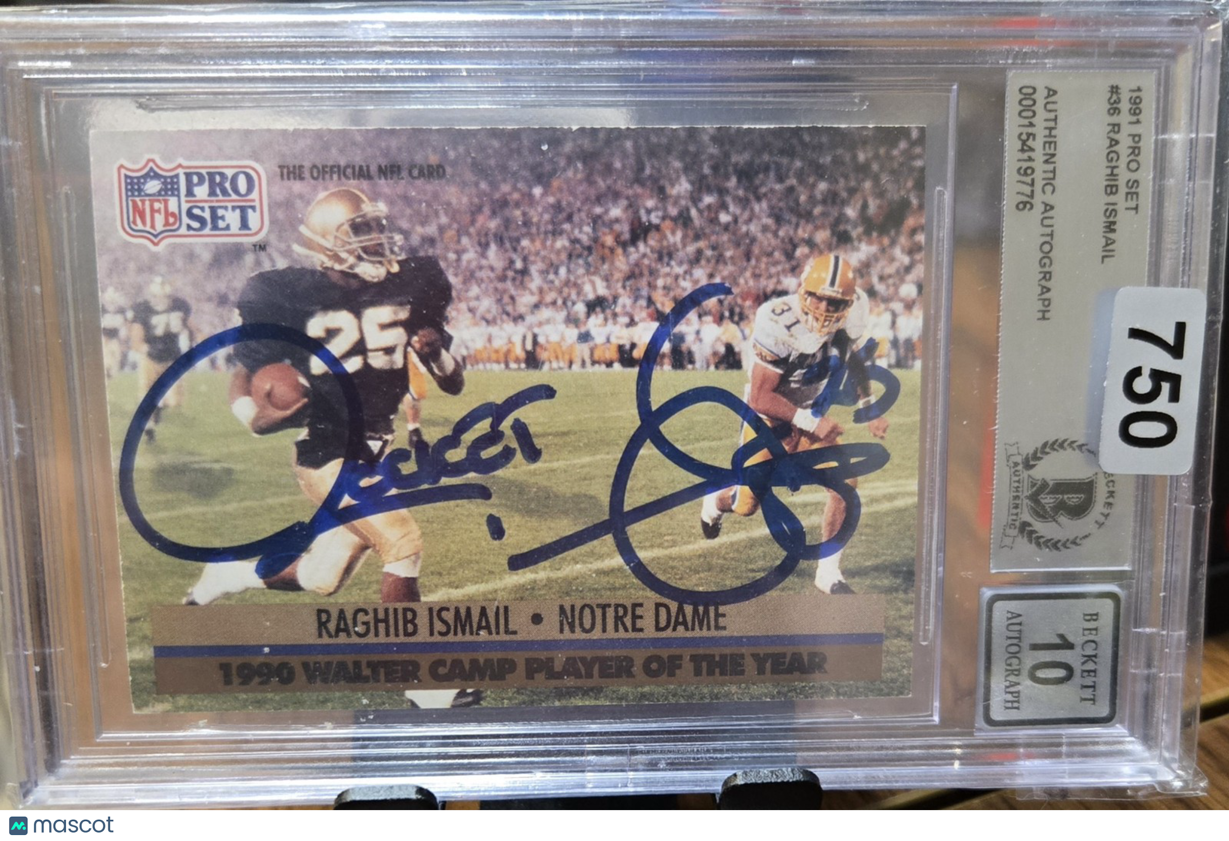 1991 Pro Set Raghib Ismail  Player On Card Autograph