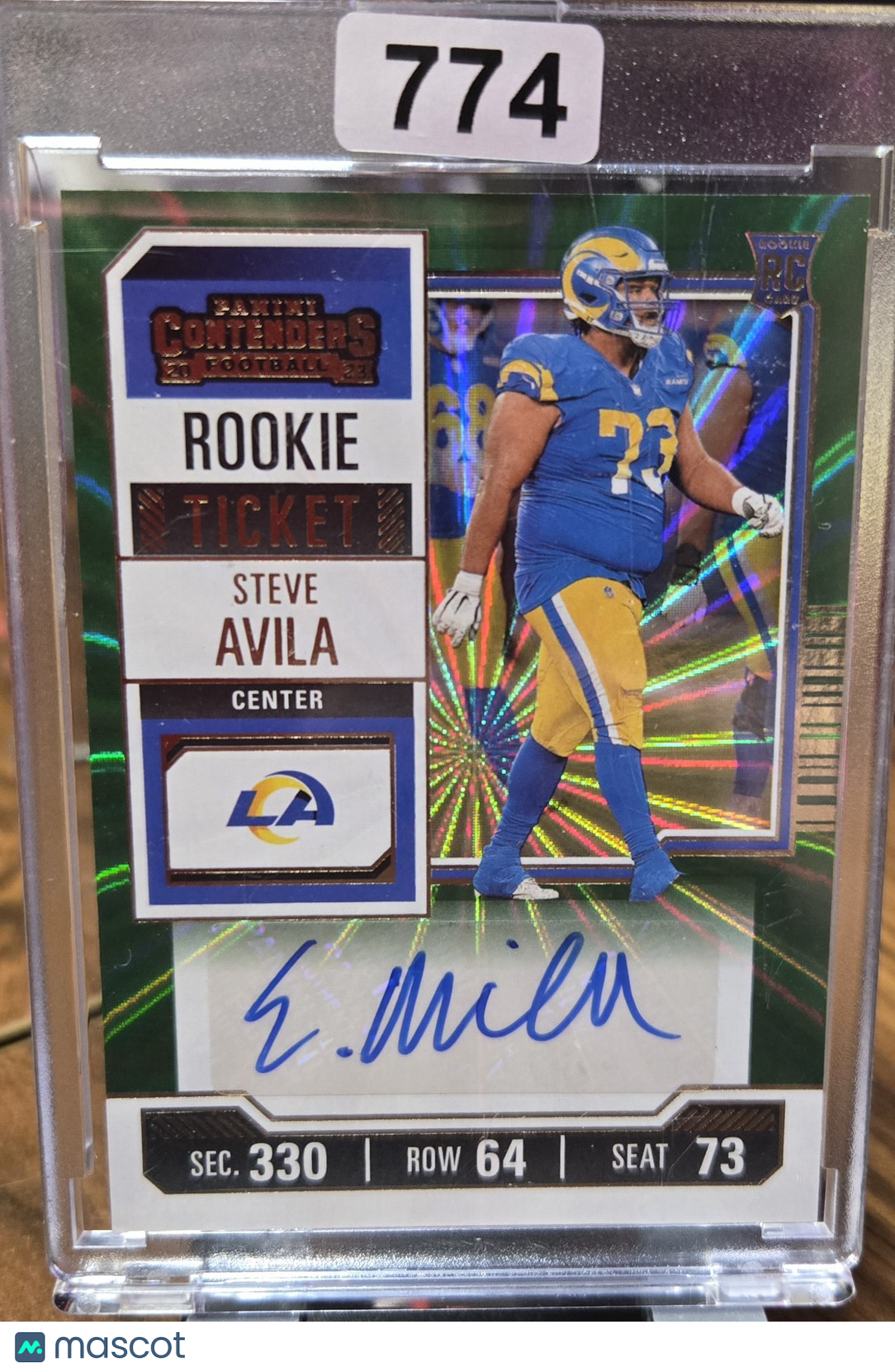 2023 Panini Contenders Rookie Ticket Steve Avila #155 Green Laser RC