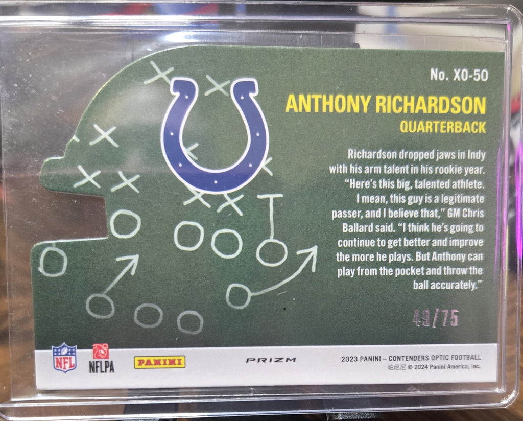 2023 Panini Contenders Optic  Anthony Richardson #XO-50 Xs and Os Pink 49/75